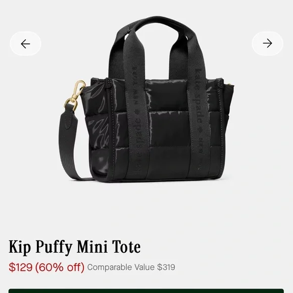 NWT Kate Spade Black Kip Mini Puffy Tote - Picture 1 of 8